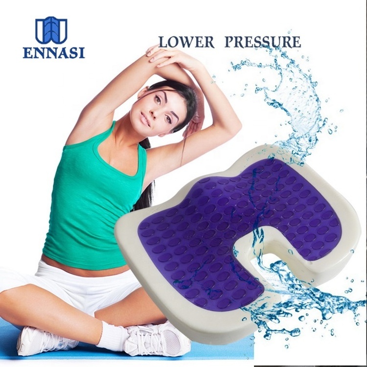 Summer Office Chair Car Seat Silicone Ice Purple Gel Memory Foam Seat Cushion for Tailbone Pain