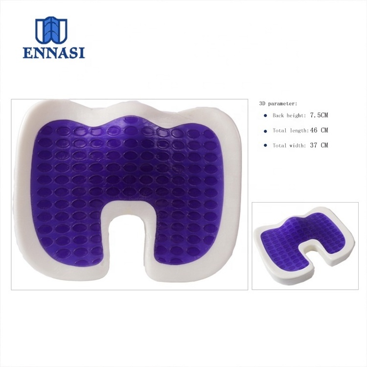 Summer Office Chair Car Seat Silicone Ice Purple Gel Memory Foam Seat Cushion for Tailbone Pain