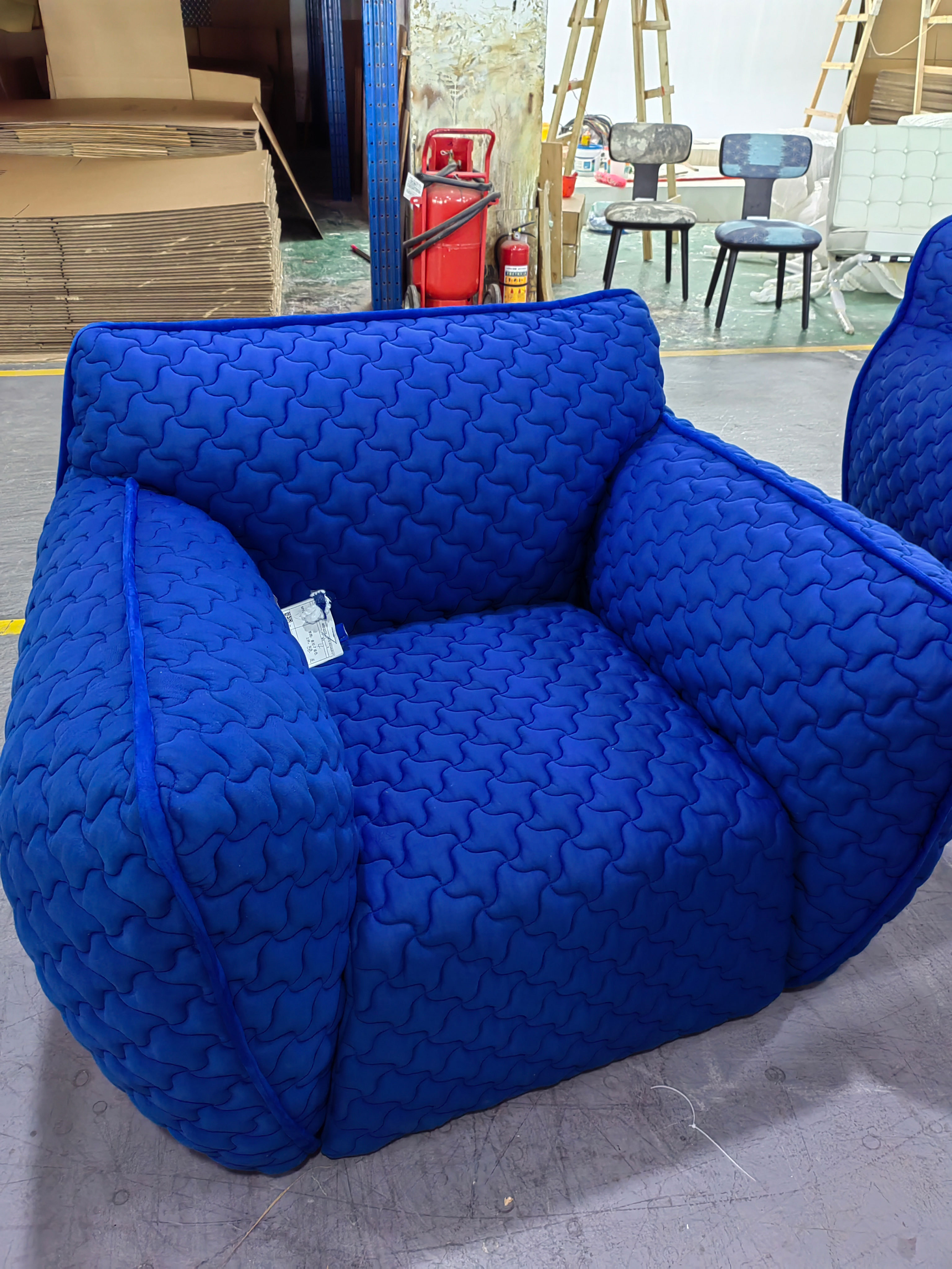 Modern Design Furniture Puff Sofa Chair Blue Fabric Armchairs For Living Room 3D Fabric Sofa