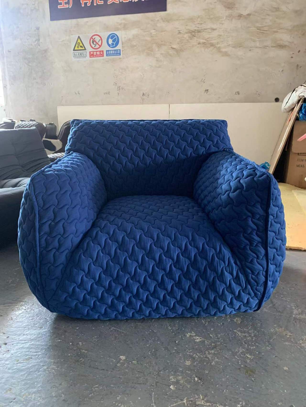 Modern Design Furniture Puff Sofa Chair Blue Fabric Armchairs For Living Room 3D Fabric Sofa