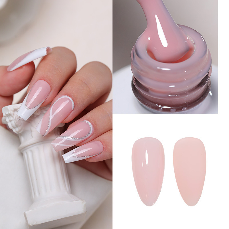 Customized Logo 8 Colors Jelly Gel Nail Polish -15ml Sheer Nude Translucent Kiss Pink Gel Nail Glue Gel Polish Cover Pink