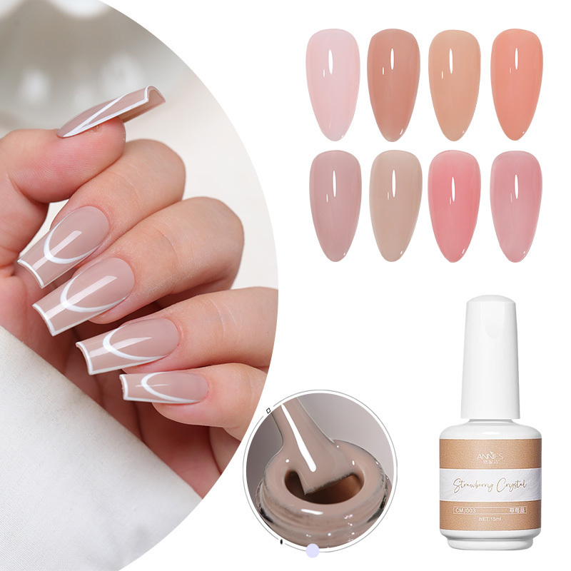 Customized Logo 8 Colors Jelly Gel Nail Polish -15ml Sheer Nude Translucent Kiss Pink Gel Nail Glue Gel Polish Cover Pink