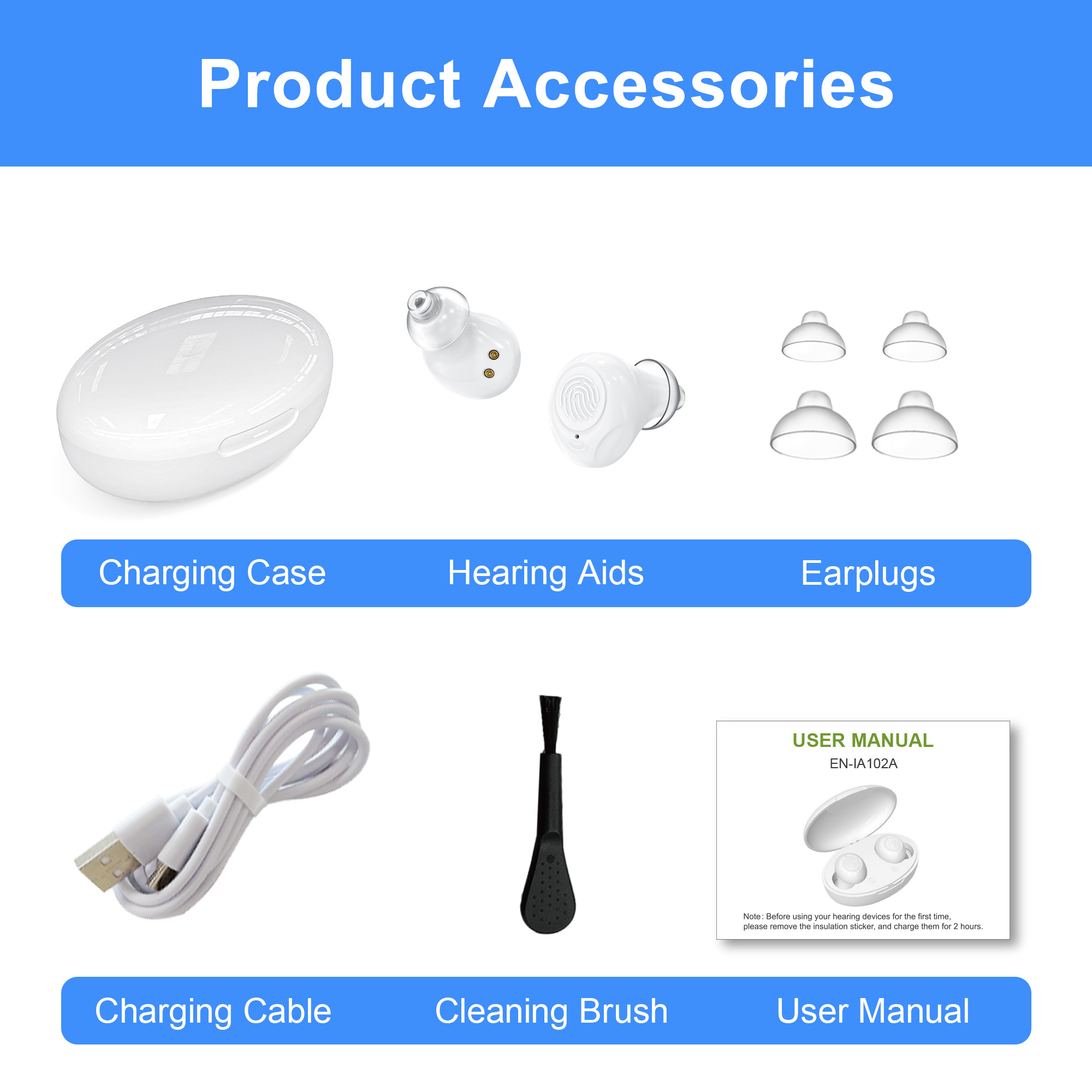 Top Quality Rechargeable Batteries in the Canal Sound Amplifier Hearing Aid Earphone for Elderly Deaf No Howling