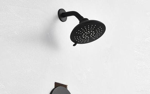 Matte Black Single Handle Brass Bathroom Rain Shower Head Shower Faucet Set Shower Trim Kit with Rough-in Valve