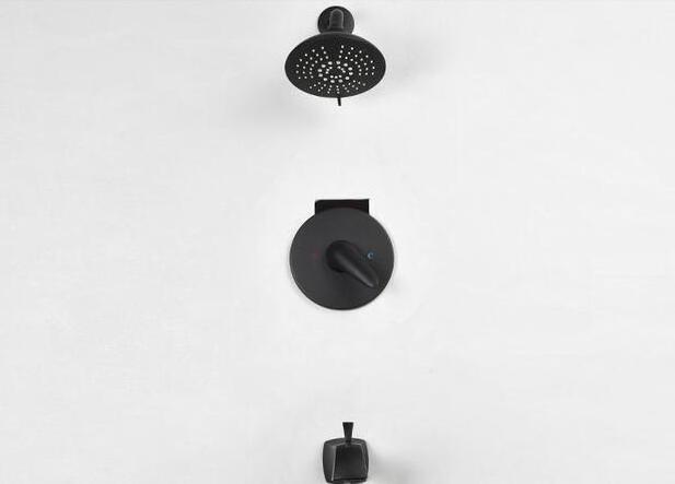 Matte Black Single Handle Brass Bathroom Rain Shower Head Shower Faucet Set Shower Trim Kit with Rough-in Valve