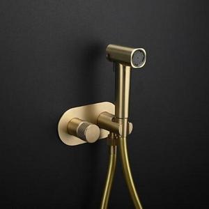 Brushed Gold Wall Mount Hand Held Shower Head Bidet Toilet Spray Shattaf Bathroom shattaf hot and cold water bidet sprayer mixer