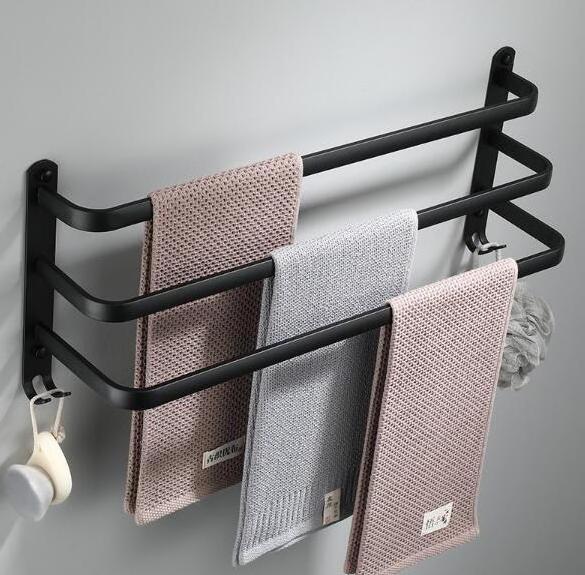 Aluminium 3-Tier Towel Bar Wall Mounted Bath Towel Rack For Bathroom 24-Inch Towel Holder