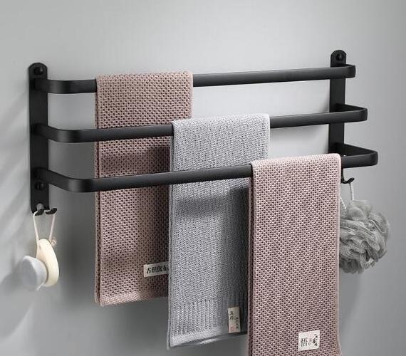 Aluminium 3-Tier Towel Bar Wall Mounted Bath Towel Rack For Bathroom 24-Inch Towel Holder