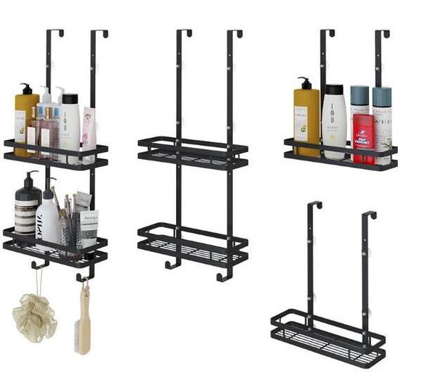 1 2-tier Stainless Steel Matte Black Hanging Mesh Shower Caddy Hanging Shower Baskets Shelf Organizer for Shower