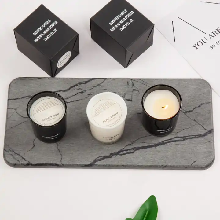 Premium Natural soywax Aroma  Candle Highly Scented Candles with Black or white gift box for Home decore trival