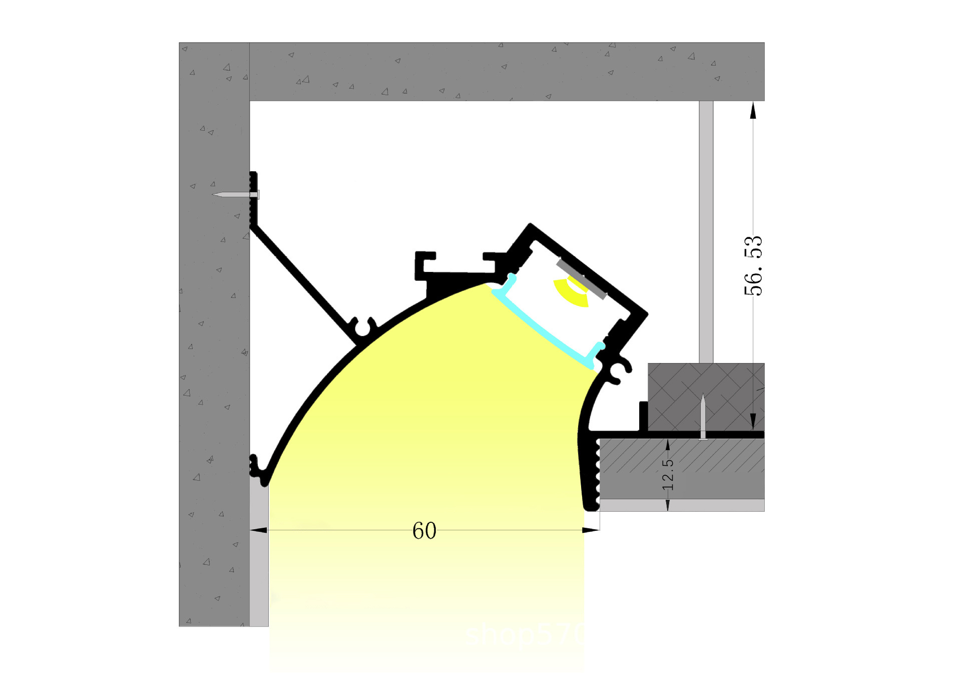 Low Price Surface Install Aluminum Profile Ceiling Light Aluminium Profile Strip Light Led Profile Black