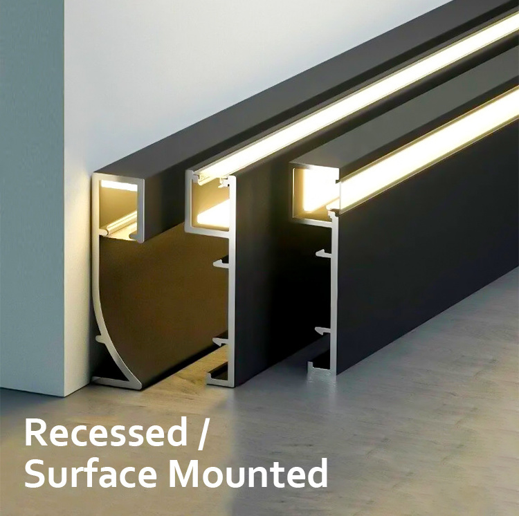 LED Aluminum Channel Skirting LED Strip Light Aluminum Channel Profile Skirtingboard Baseboard LED Skirting Light for Home