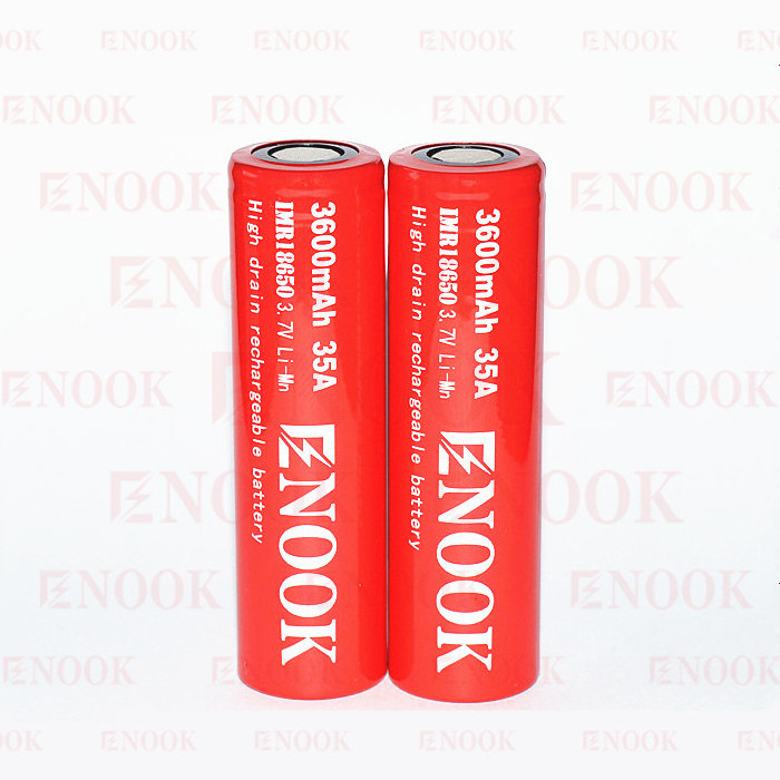 New Arrival Enook 18650 3600mAh 35A high drain 3.7V rechargeable battery with flat top