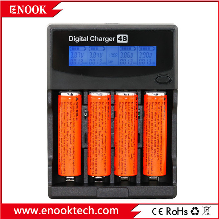 Enook 4-slot Multifunctional Battery Charger for 18650 Rechargeable Cylindrical Batteries