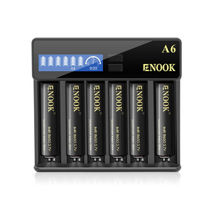 2.0A FAST Charger with LCD Display Enook A6 Universal Rechargeable 18650 Battery 6 Slot Charger