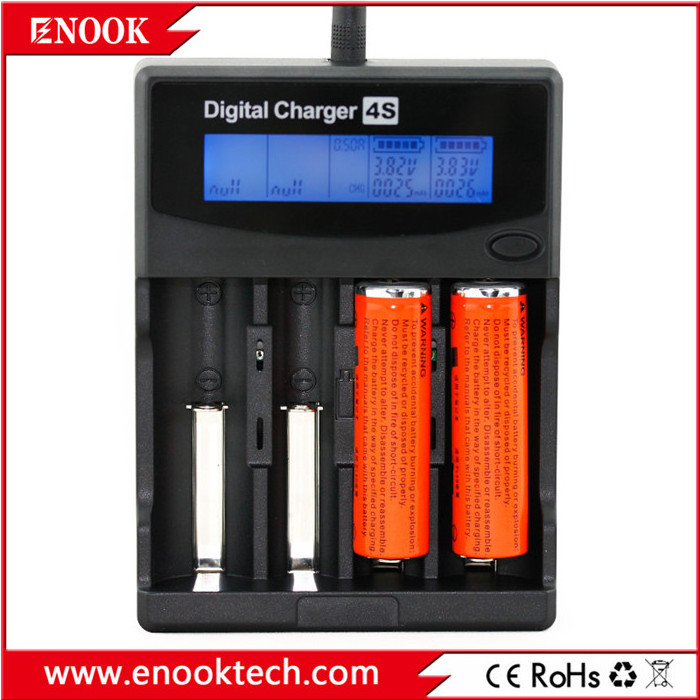 Enook 4-slot Multifunctional Battery Charger for 18650 Rechargeable Cylindrical Batteries