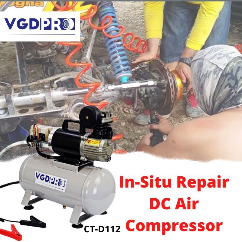 24V DC Offroad Road Assist Truck Tire Repair Heavy Duty Oil Less Piston Mini Air Pump Air Compressor with 12 liter tank for sale