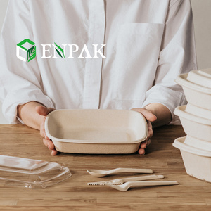 High quality compostable biodegradable disposable sugarcane bagasse food packaging to-go boxes