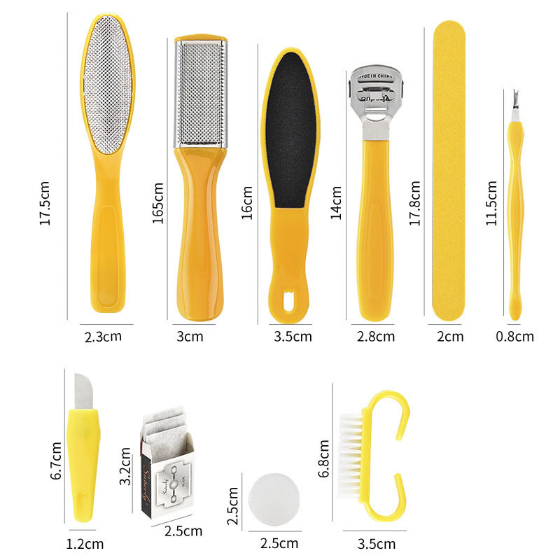 10in 1 stainless Steel Foot Care Kit foot file 800 grit callus remover Professional Pedicure Tools Set pedicure kit