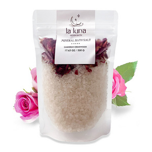 Private Label 100% Natural Epsom Salts Bath Soaking Scented Luxury Crystal Himalayan Salt in Zip Bag