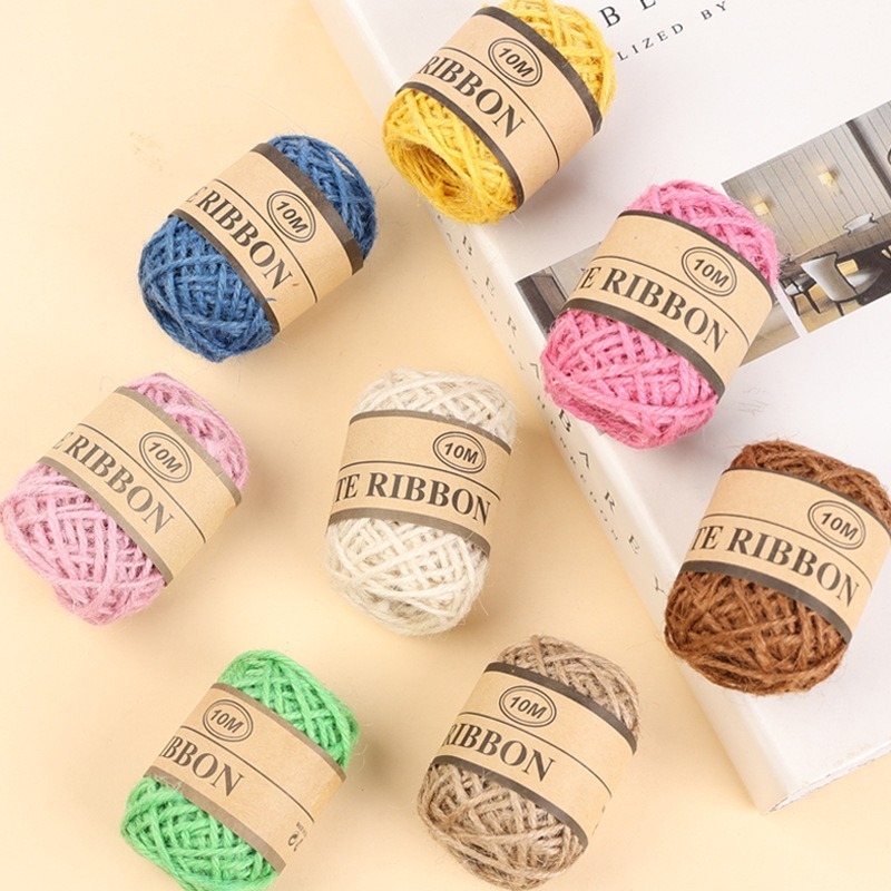 Handmade woven hemp rope DIY chandelier retro decorative winding fine hemp thread binding rope thick yellow hemp tug of war rope