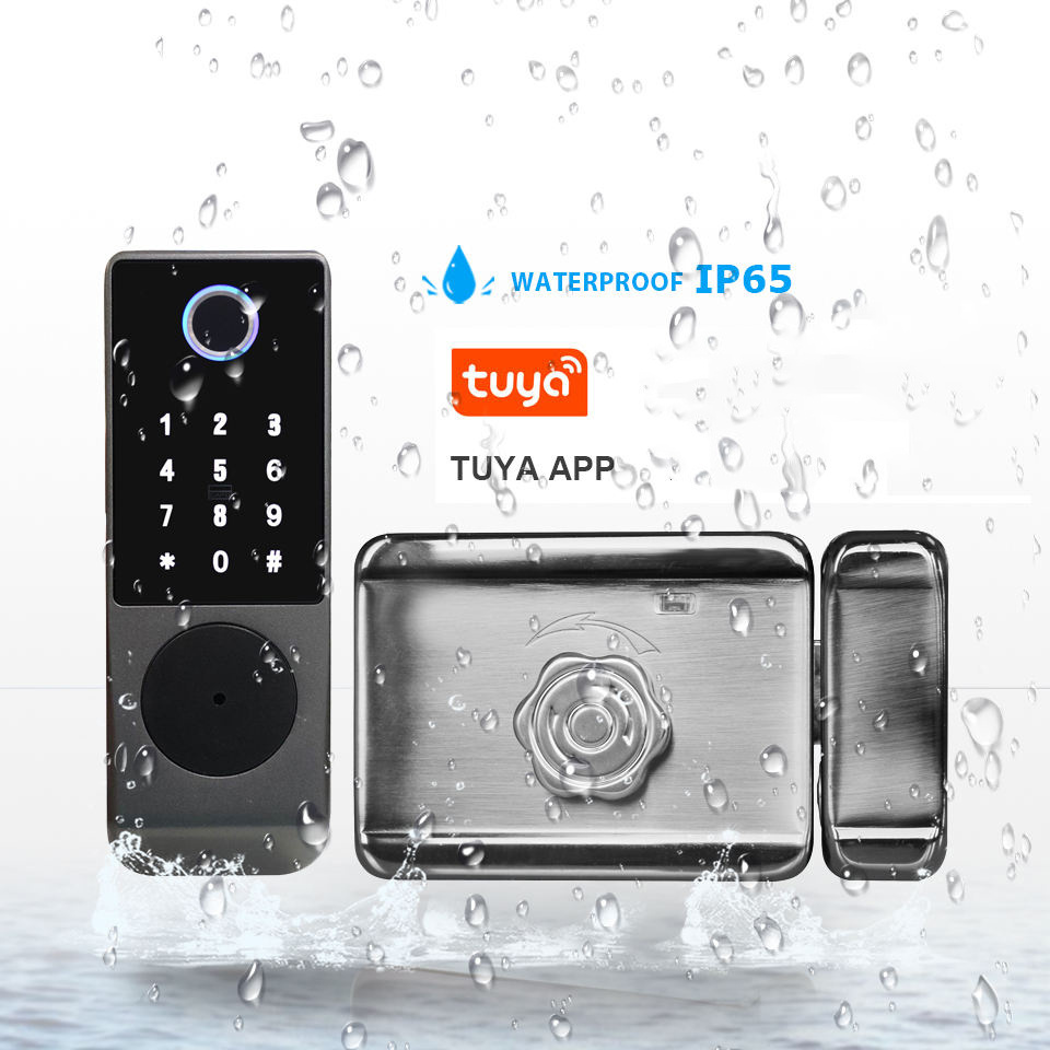 Enrique Tuya Outdoor waterproof aluminium doors Security APP Access Smart Keyless Fingerprint Smart Lock for Gate Door