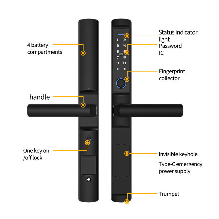 Enrique Tuya IP65 Waterproof Automatic Biometric Fingerprint Frameless Sliding Electric Glass Door Lock patio sliding smart lock