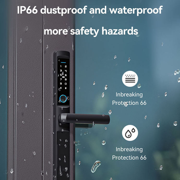 Enrique Tuya IP65 Waterproof Automatic Biometric Fingerprint Frameless Sliding Electric Glass Door Lock patio sliding smart lock