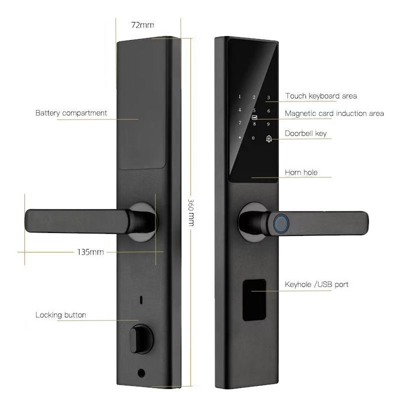 Enrique Tuya Factory Price Home Security Digital WiFi Tuya App Smart Door Lock Fingerprint Inside Handle Tuya Smart Lock