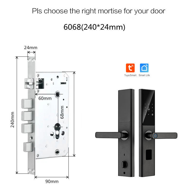 Enrique Tuya Factory Price Home Security Digital WiFi Tuya App Smart Door Lock Fingerprint Inside Handle Tuya Smart Lock