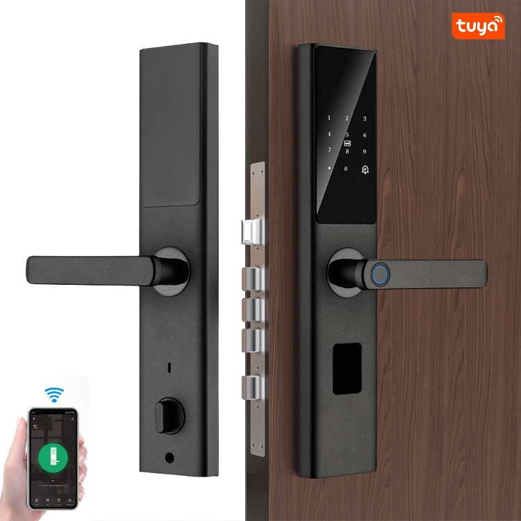 Enrique Tuya Factory Price Home Security Digital WiFi Tuya App Smart Door Lock Fingerprint Inside Handle Tuya Smart Lock