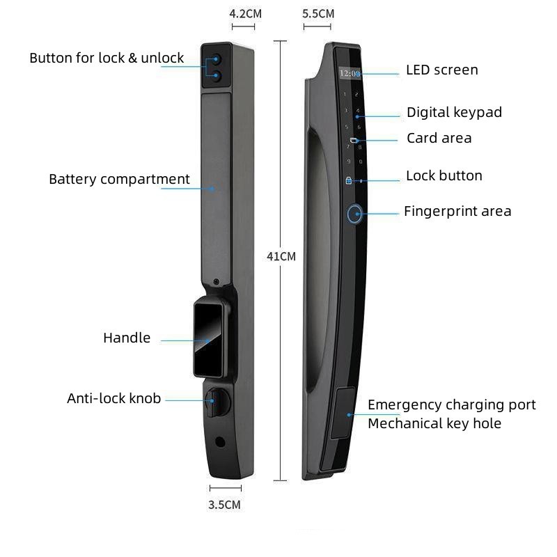 Enrique Tuya Smart Lock With 3D face recognition Waterproof Keyless Digital Electric Lock Hook Lock for Aluminum Sliding Door