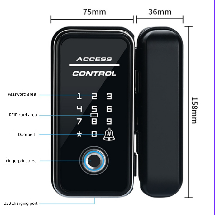 Enrique Tuya Electronic Digital Automatic Gate Safety App Fingerprint Combination Code Smart Door Lock For Sliding Glass Door