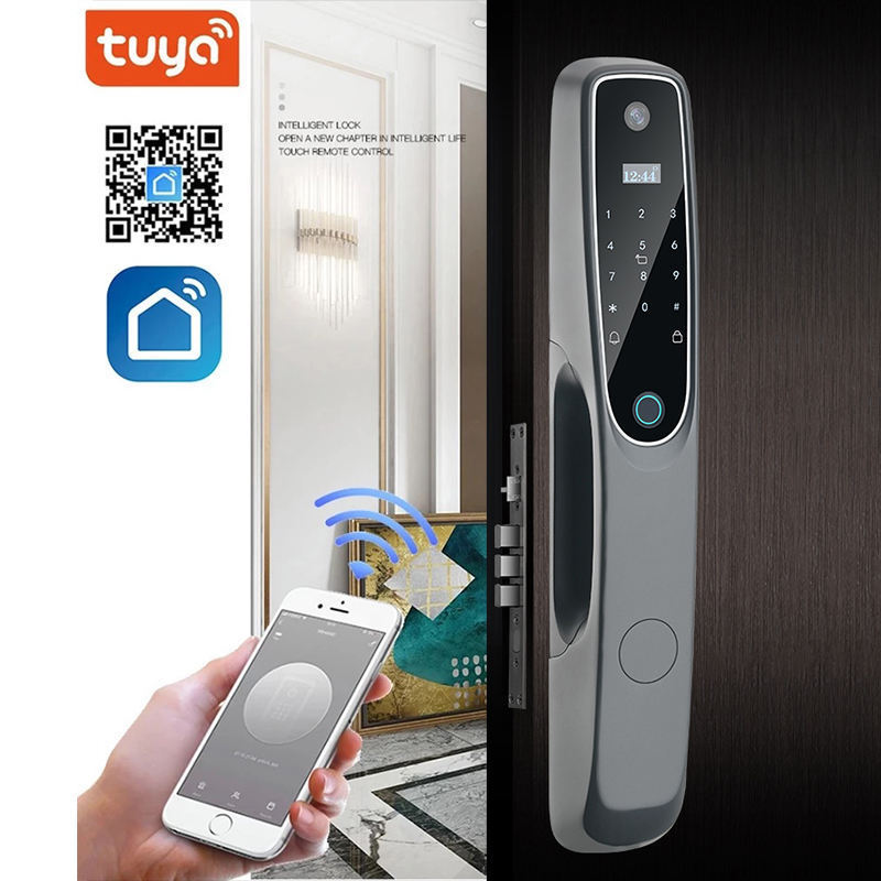 Enrique Tuya Waterproof Digital Biometric automatic Fingerprint wooden Door Smart door lock  with camera picture capture