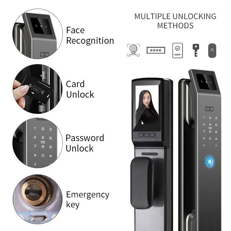 Enrique Wishome 3D Face Recognition WIFI Cerradura Inteligente Password Card Smart  Fingerprint Digital Door Lock With Camera