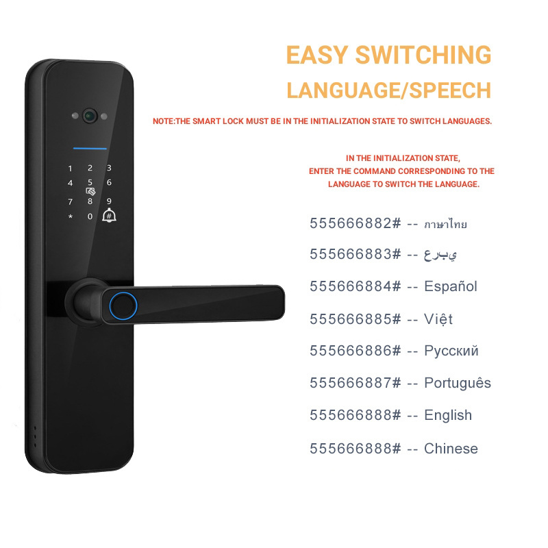 Enrique Tuya Wifi Doorbell Tuya Wifi Fingerprint Passcode Biometric IC Card Smart Digital Keyless Lock with Camera