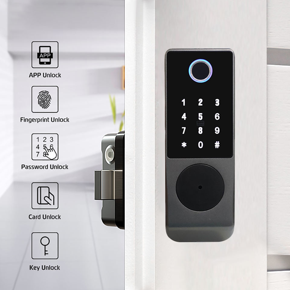 Enrique Tuya Outdoor waterproof aluminium doors Security APP Access Smart Keyless Fingerprint Smart Lock for Gate Door