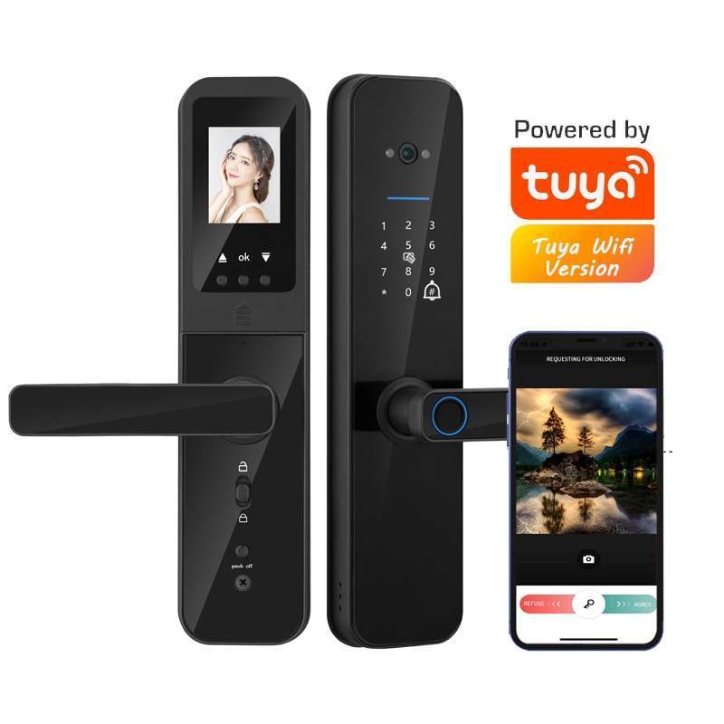 Enrique Tuya Wifi Doorbell Tuya Wifi Fingerprint Passcode Biometric IC Card Smart Digital Keyless Lock with Camera