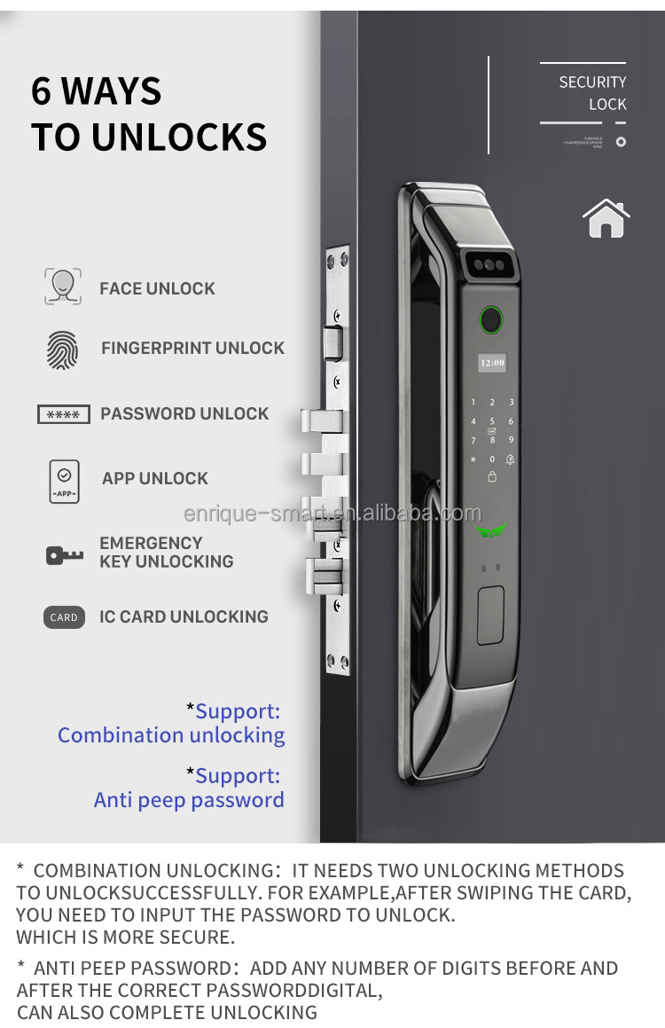 Enrique Usmart Go 3D Face Recognition Intelligent Home Automatic Wifi Digital Fingerprint Smart Door Locks