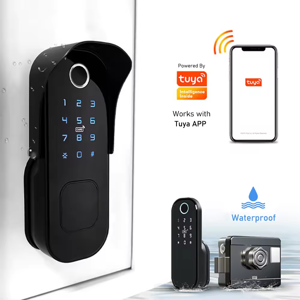 Enrique Tuya Double fingerprint remote control Waterproof lock for iron gate Tuya wifi No handle Electronic smart door lock