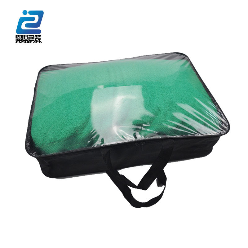 Clear PVC Blanket Packaging Bag With Handle Pillow Zipper Vinyl Storage Bag