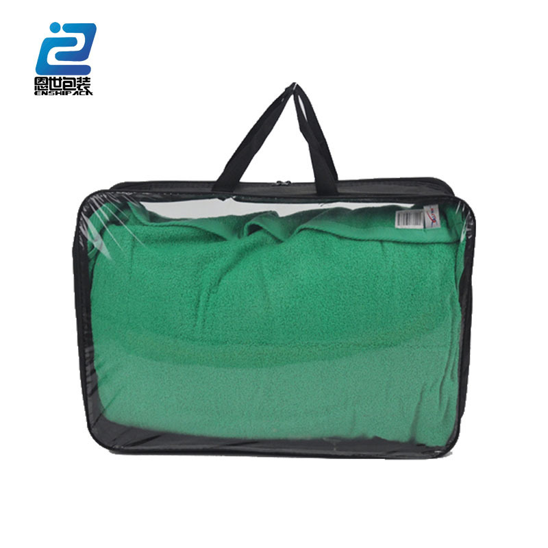 Clear PVC Blanket Packaging Bag With Handle Pillow Zipper Vinyl Storage Bag