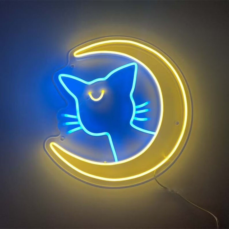 Cat Shape Customized LED Neon Sign Cute Novelty  Light Decoration Wall Hanging For Kid Bedroom