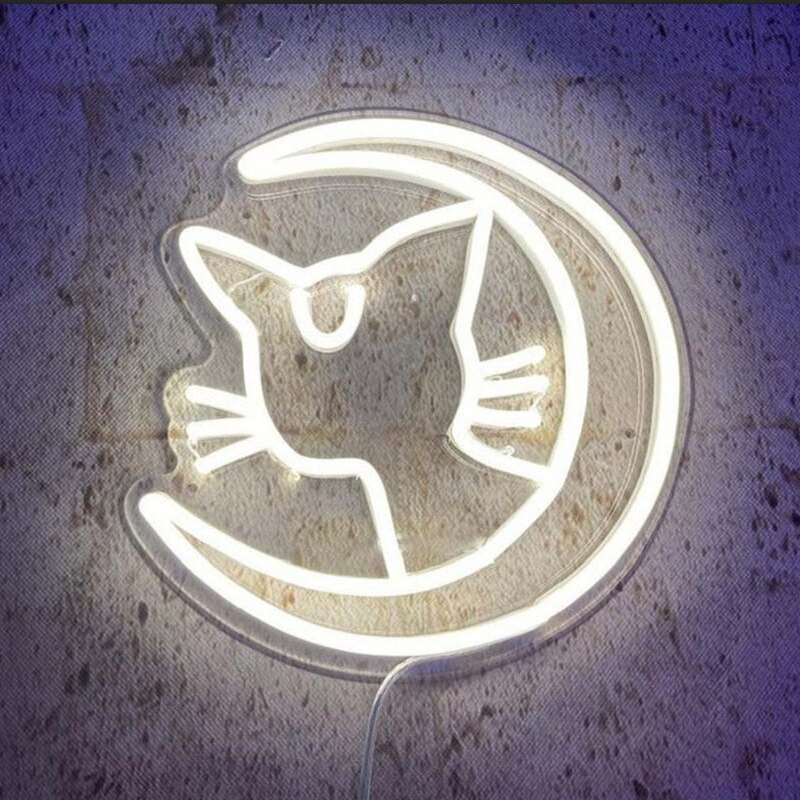 Cat Shape Customized LED Neon Sign Cute Novelty  Light Decoration Wall Hanging For Kid Bedroom