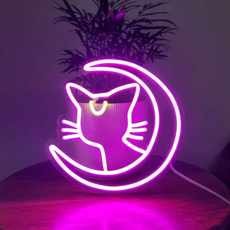 Cat Shape Customized LED Neon Sign Cute Novelty  Light Decoration Wall Hanging For Kid Bedroom