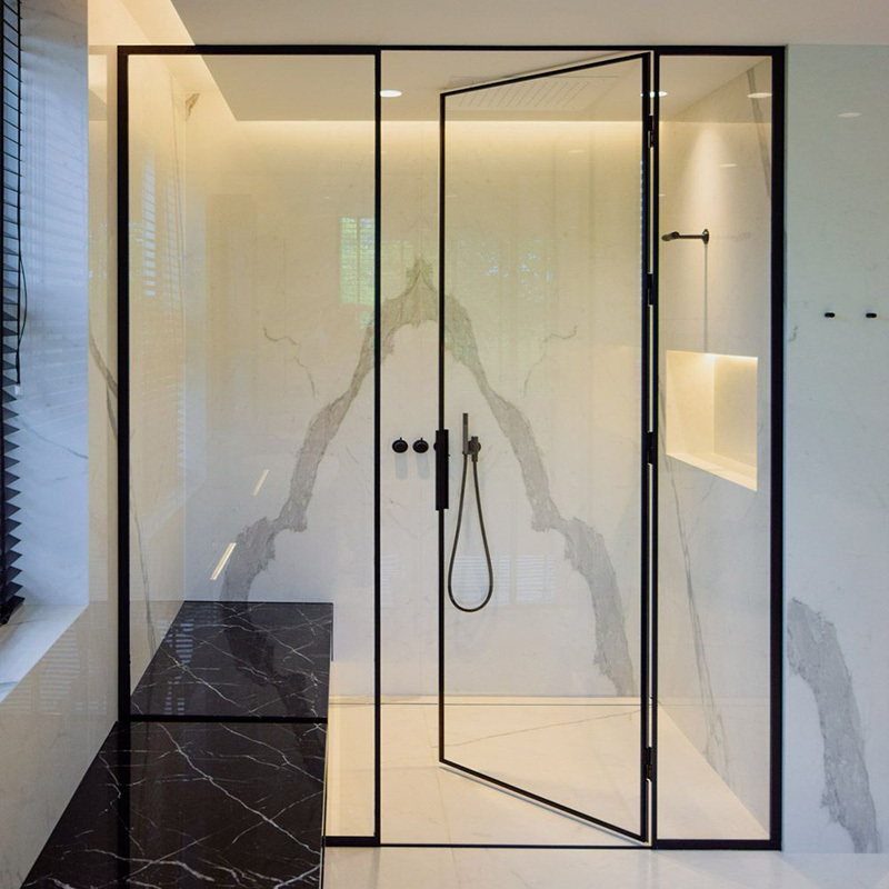 2024 simple glass door hinges shower set waterproof sealing strip used one piece toilet shower for modern prefab house