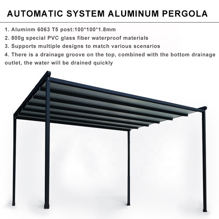 Aluminium pergola elektrik motor pergola gazebo shed 10 x 10 LED jardin gazebo outdoor retractable waterproof garden furniture