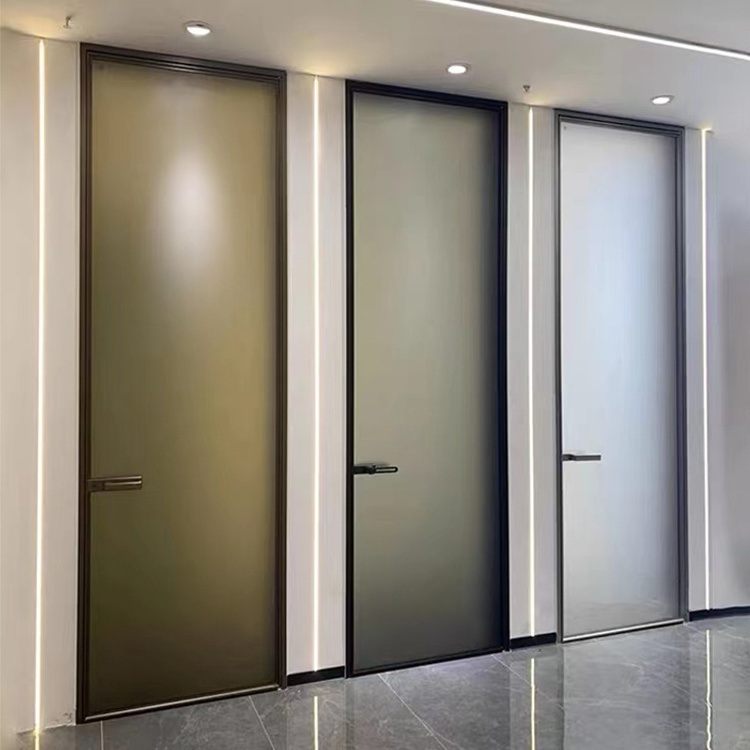 Most Popular Glass Interior Door Foshan Bathroom Flexible Frosted Glass Swing Door