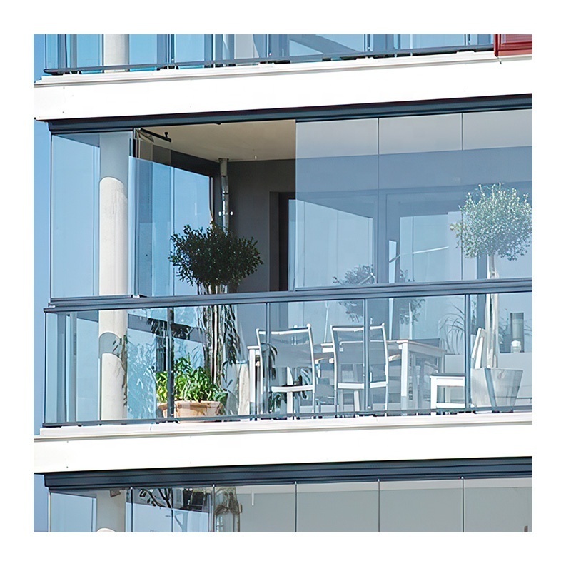 Frameless Sliding Folding Glass Curtain Balcony Partitions Doors aluminum Stacking Panoramic Accordion Bifold doors