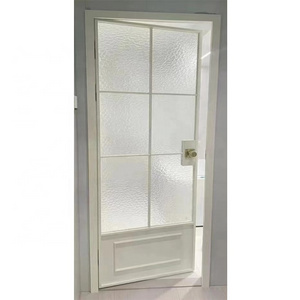 America style backyard swing door curved aluminum decorative bars inswing hinged door with storm glass steel door